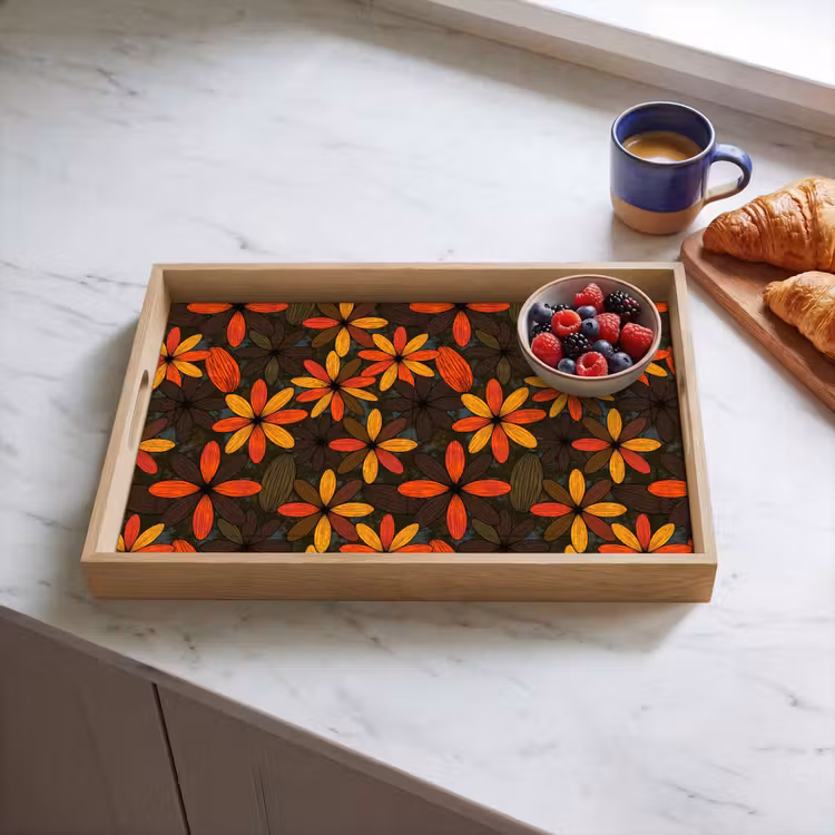 Dienblad - Oranje - Retro - Bloemen - Herfst — 4