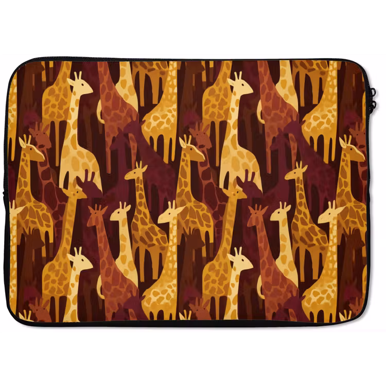 Laptophoes Bruin - Giraffen - Safari - Patroon — 1