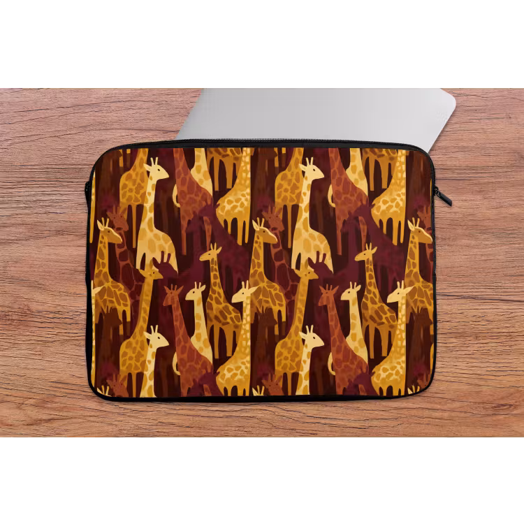Laptophoes Bruin - Giraffen - Safari - Patroon — 2
