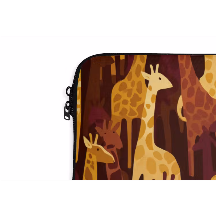 Laptophoes Bruin - Giraffen - Safari - Patroon — 5