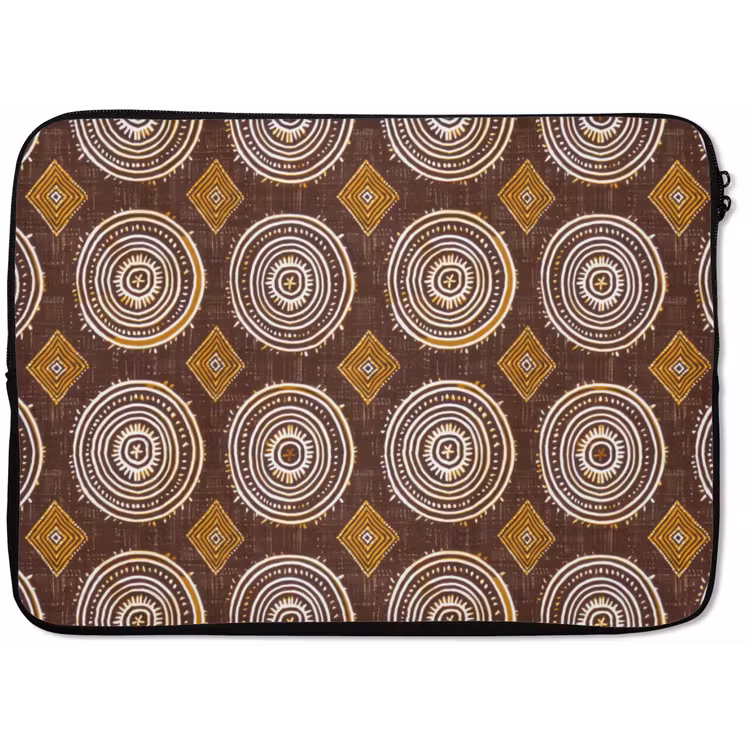 Laptophoes Chocoladebruin - Etnisch - Tribaal - Cirkels - Patroon — 1