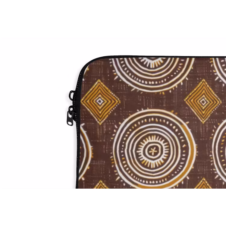 Laptophoes Chocoladebruin - Etnisch - Tribaal - Cirkels - Patroon — 5