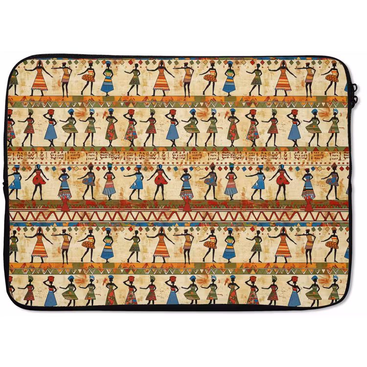 Laptophoes Kleurrijk - Afrikaans - Etnisch - Dansende Vrouwen - Patroon — 1