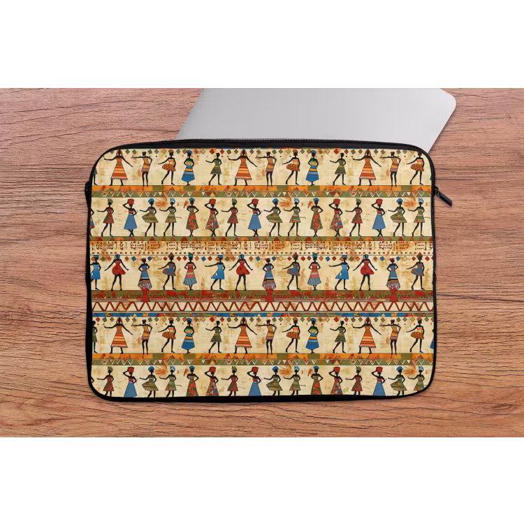 Laptophoes Kleurrijk - Afrikaans - Etnisch - Dansende Vrouwen - Patroon — 2