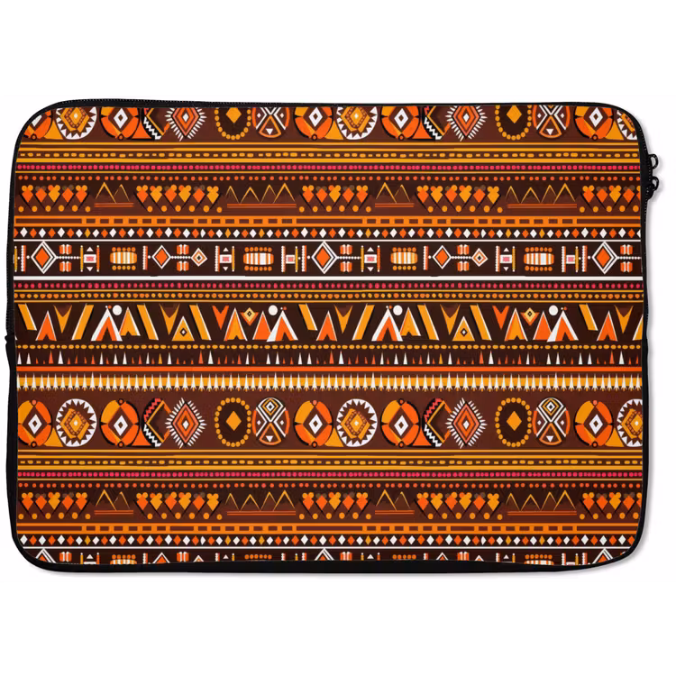 Laptophoes Oranje - Etnisch - Tribaal - Geometrisch - Patroon — 1