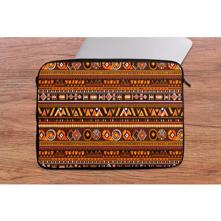 Laptophoes Oranje - Etnisch - Tribaal - Geometrisch - Patroon — 2