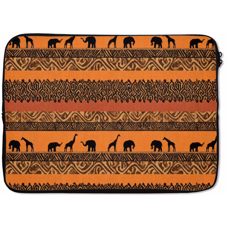 Laptophoes Oranje - Safari - Afrikaans - Dieren - Patroon — 1