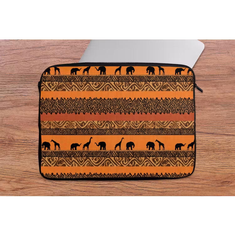 Laptophoes Oranje - Safari - Afrikaans - Dieren - Patroon — 2