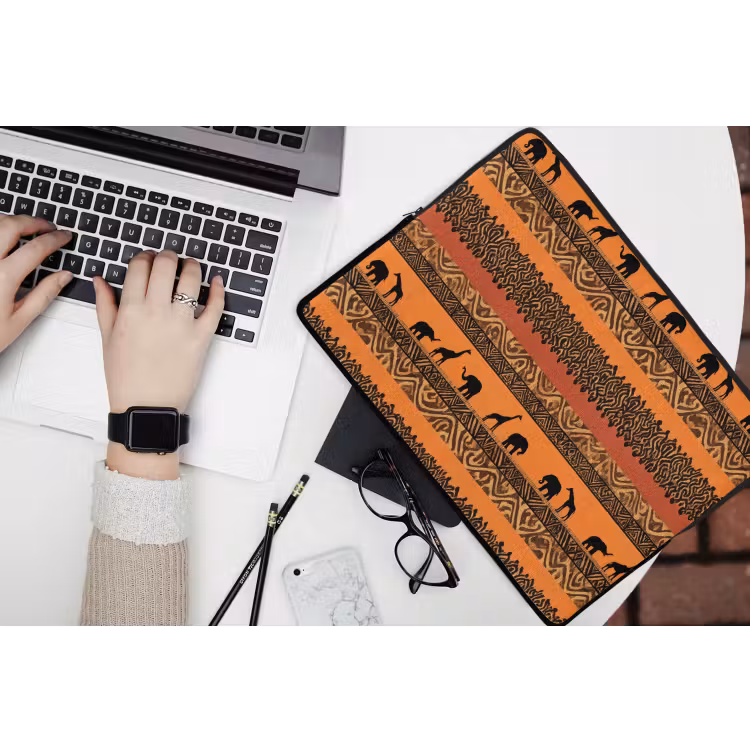 Laptophoes Oranje - Safari - Afrikaans - Dieren - Patroon — 3