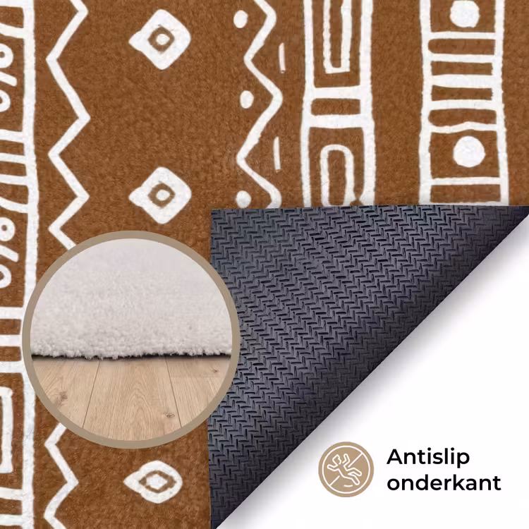Vloerkleed - Chocoladebruin - Etnisch - Tribaal - Patroon — 4