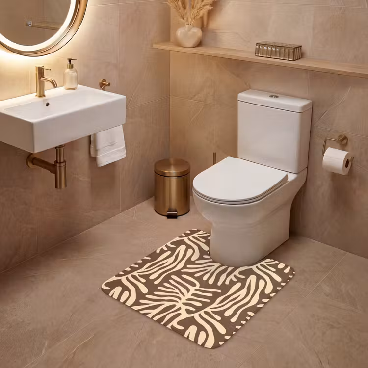 WC Mat - Bruin - Koraal - Expressief - Patroon — 3