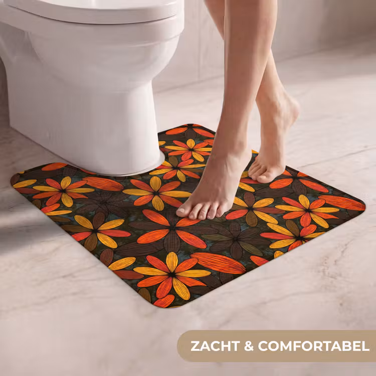 WC Mat - Oranje - Retro - Bloemen - Herfst — 5