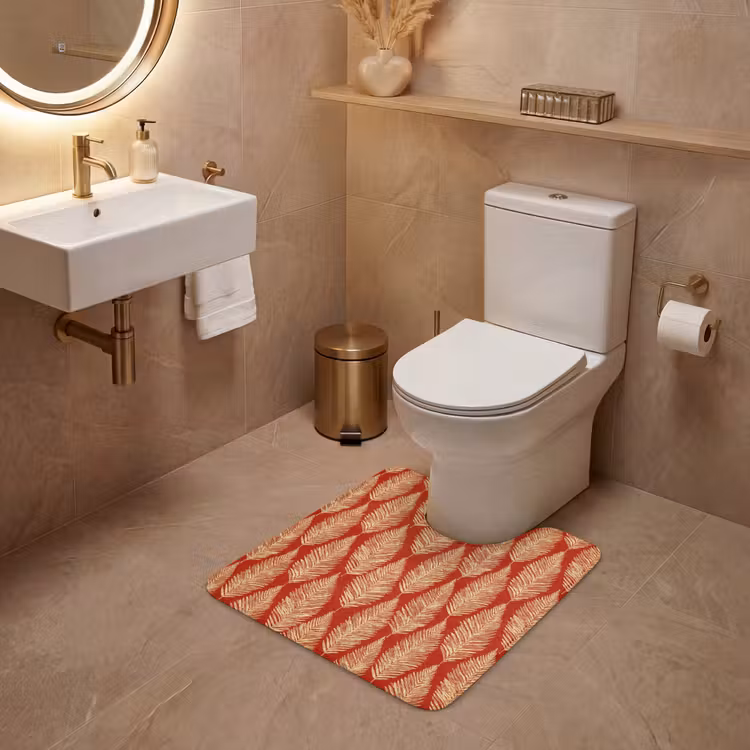 WC Mat - Rood - Botanisch - Varen - Patroon — 3