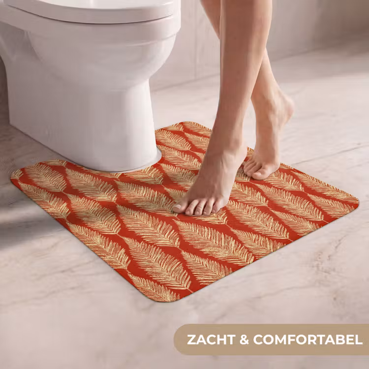 WC Mat - Rood - Botanisch - Varen - Patroon — 5