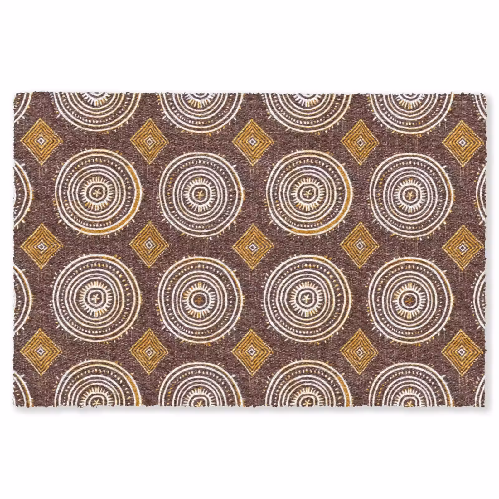 Vloerkleed - Chocoladebruin - Etnisch - Tribaal - Cirkels - Patroon — 1