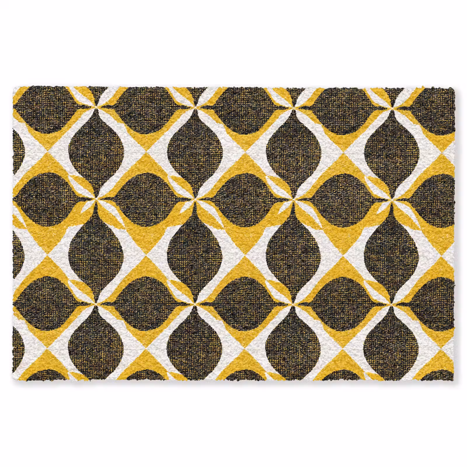 Vloerkleed - Geel - Zwart - Geometrisch - Retro - Textuur — 1