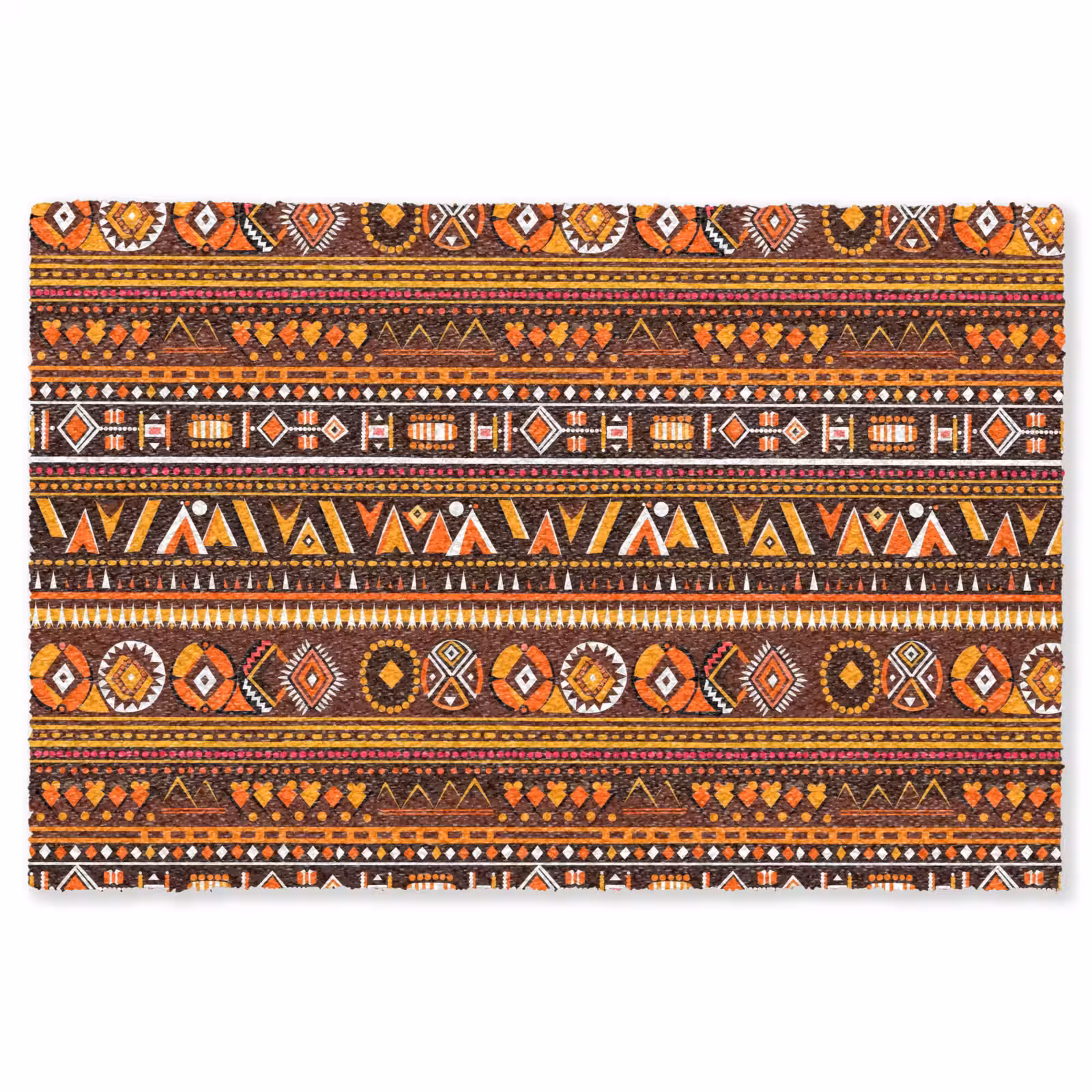Vloerkleed - Oranje - Etnisch - Tribaal - Geometrisch - Patroon — 1