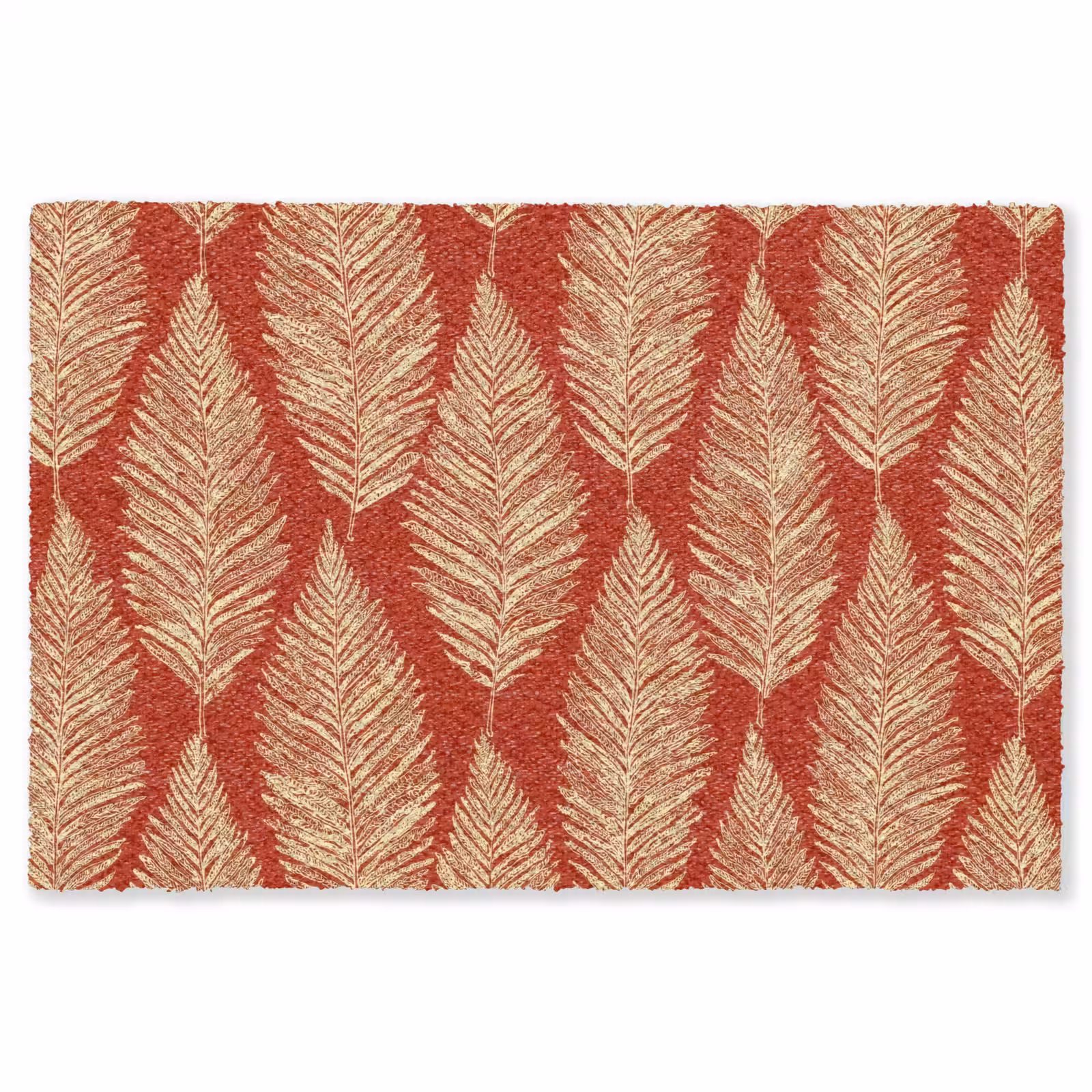 Vloerkleed - Rood - Botanisch - Varen - Patroon — 1