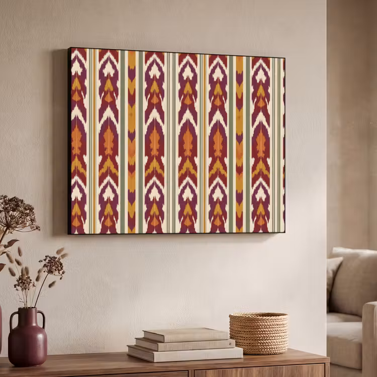 Art frame - Ikat - Bordeauxrood - Etnisch - Patroon — 7