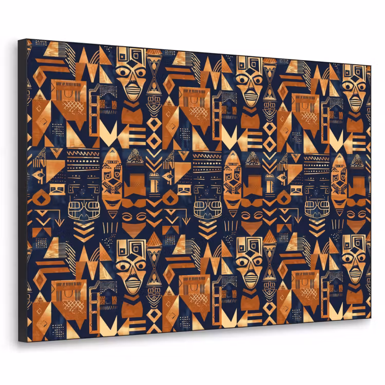 Art frame - Nachtblauw - Koper - Tribaal - Maskers — 1