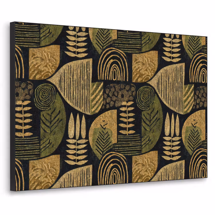 Art frame - Zwart - Okergeel - Botanisch - Textuur — 1