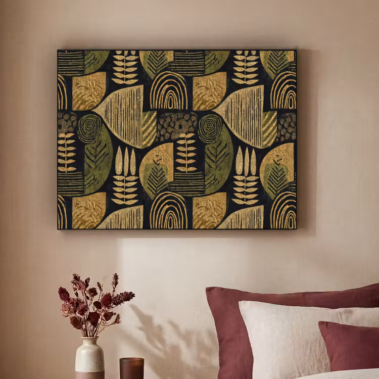Art frame - Zwart - Okergeel - Botanisch - Textuur — 3