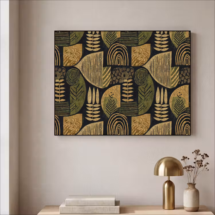 Art frame - Zwart - Okergeel - Botanisch - Textuur — 5