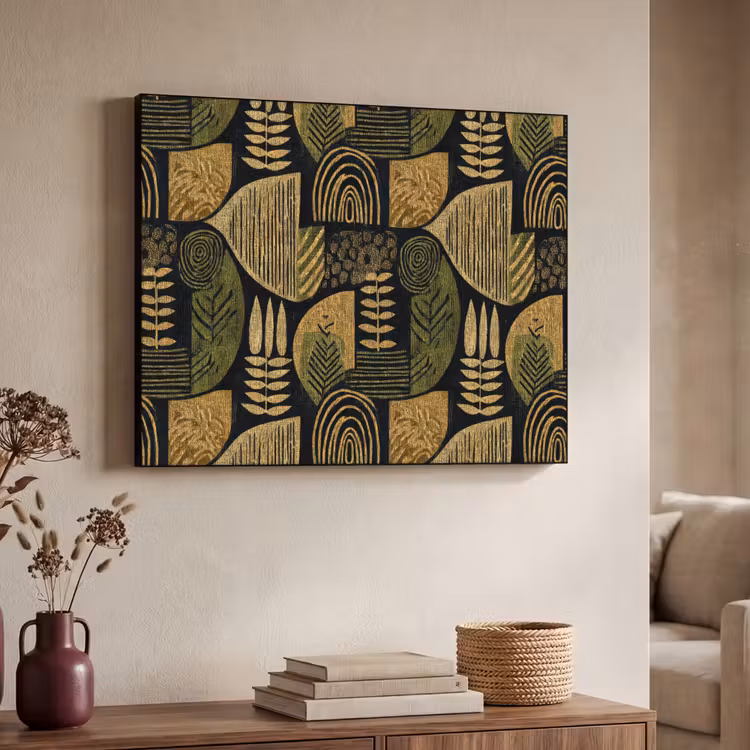 Art frame - Zwart - Okergeel - Botanisch - Textuur — 7