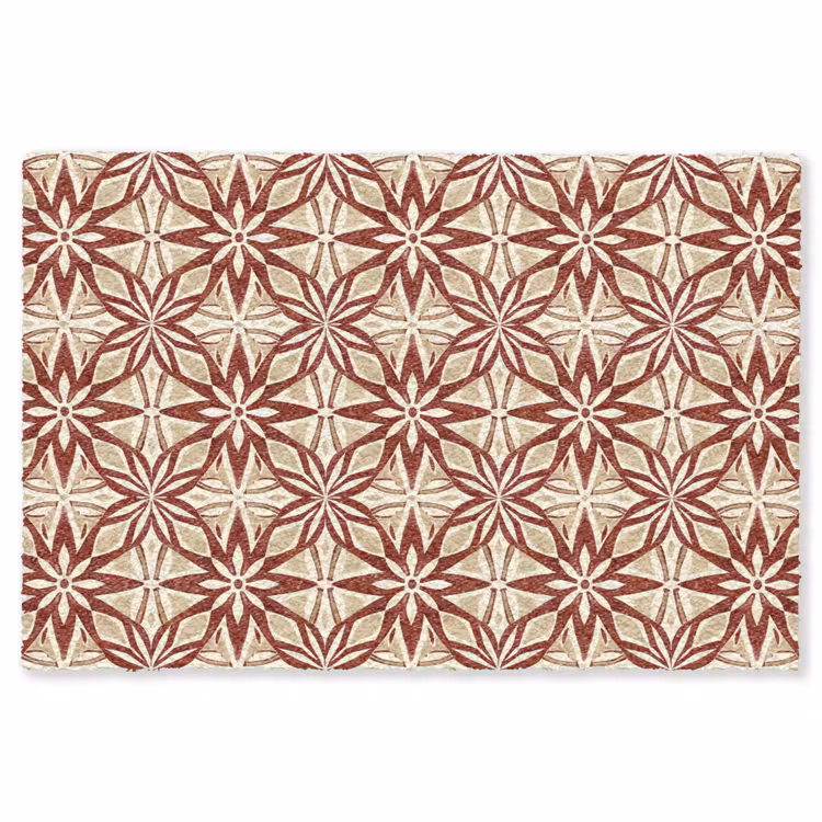Vloerkleed - Bordeauxrood - Geometrisch - Tegel - Patroon — 1