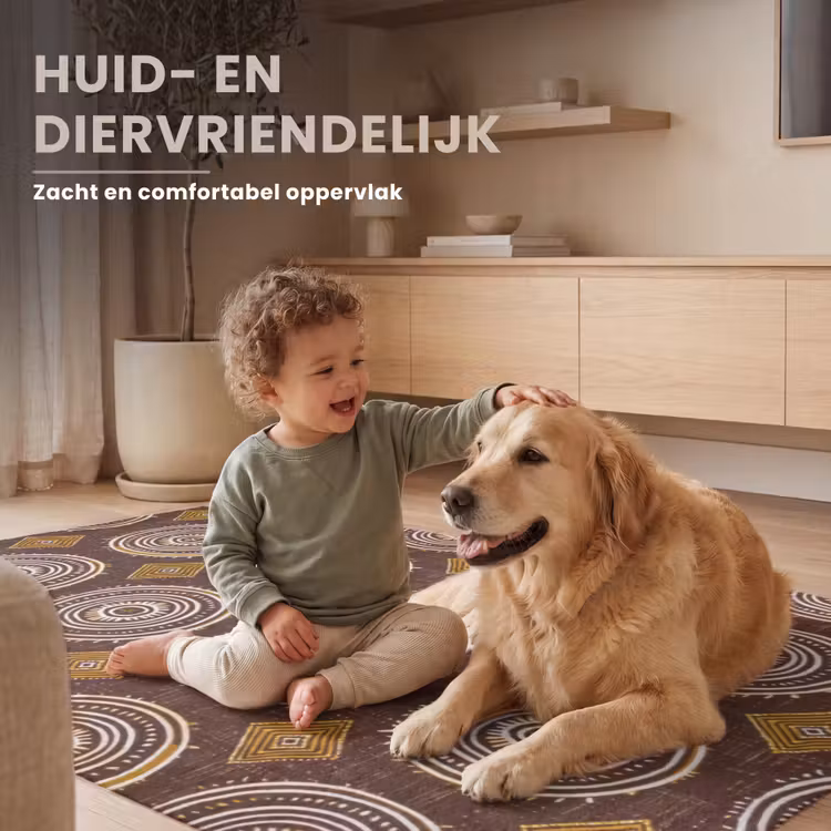 Vloerkleed - Chocoladebruin - Etnisch - Tribaal - Cirkels - Patroon — 6