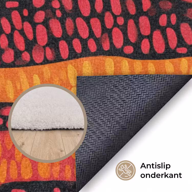 Vloerkleed - Oranje - Roze - Expressief - Patroon — 4