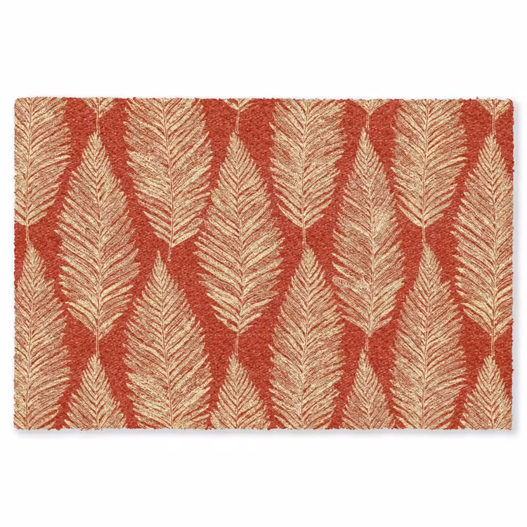 Vloerkleed - Rood - Botanisch - Varen - Patroon — 1