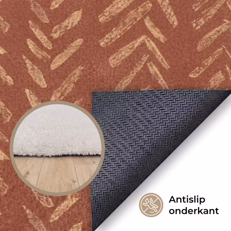 Vloerkleed - Terracotta - Visgraat - Ambachtelijk - Patroon — 4