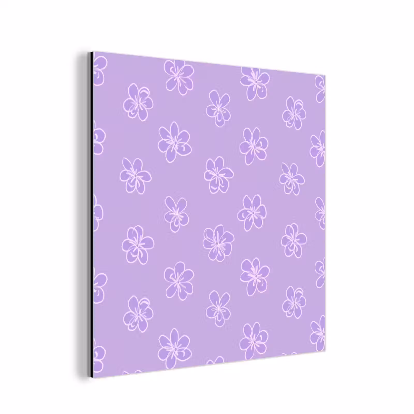 Aluminium schilderij - Lila - Botanisch - Bloemen - Handgetekend - Patroon — 1