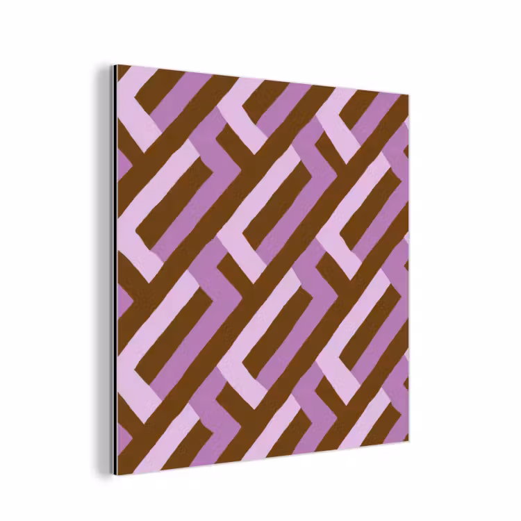Aluminium schilderij - Bruin - Roze - Geometrisch - Meander - Patroon — 1