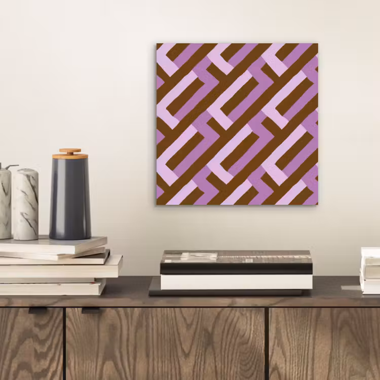 Aluminium schilderij - Bruin - Roze - Geometrisch - Meander - Patroon — 2