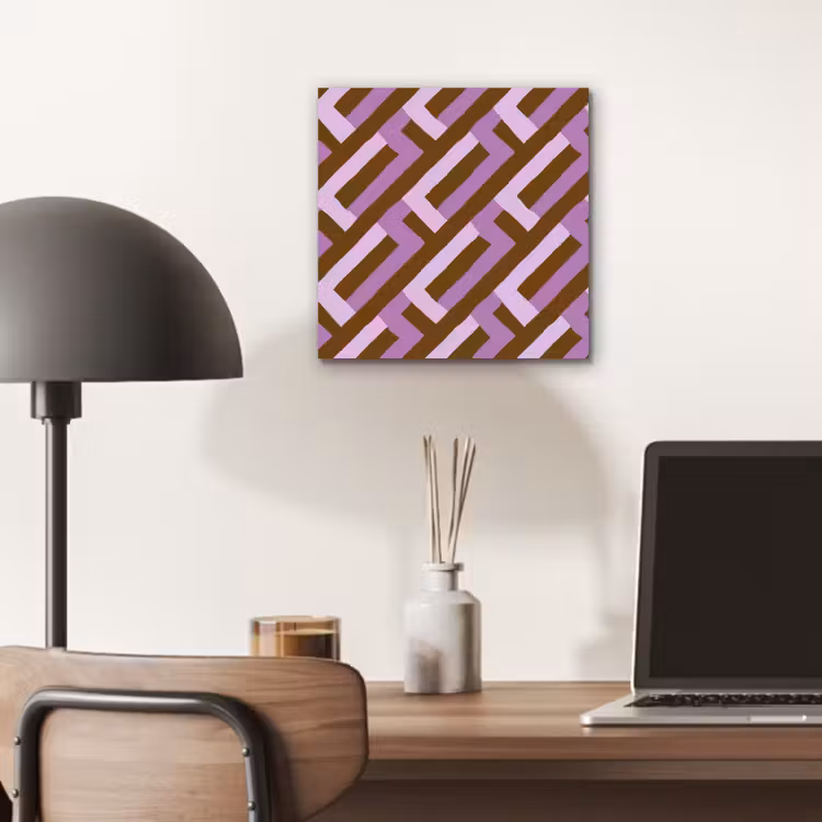 Aluminium schilderij - Bruin - Roze - Geometrisch - Meander - Patroon — 6