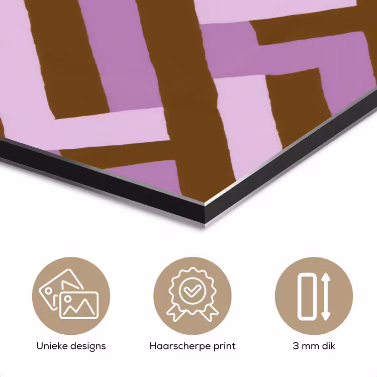 Aluminium schilderij - Bruin - Roze - Geometrisch - Meander - Patroon — 7