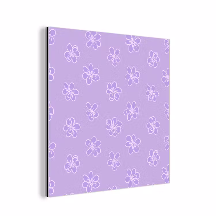 Aluminium schilderij - Lila - Botanisch - Bloemen - Handgetekend - Patroon — 1