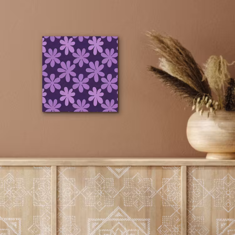 Aluminium schilderij - Paars - Botanisch - Bloemen - Retro - Patroon — 5