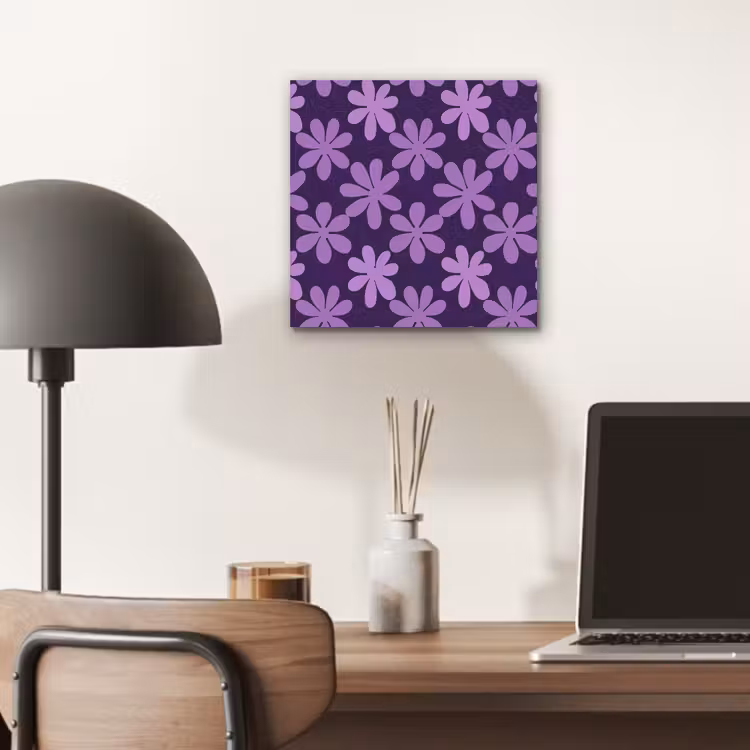 Aluminium schilderij - Paars - Botanisch - Bloemen - Retro - Patroon — 6