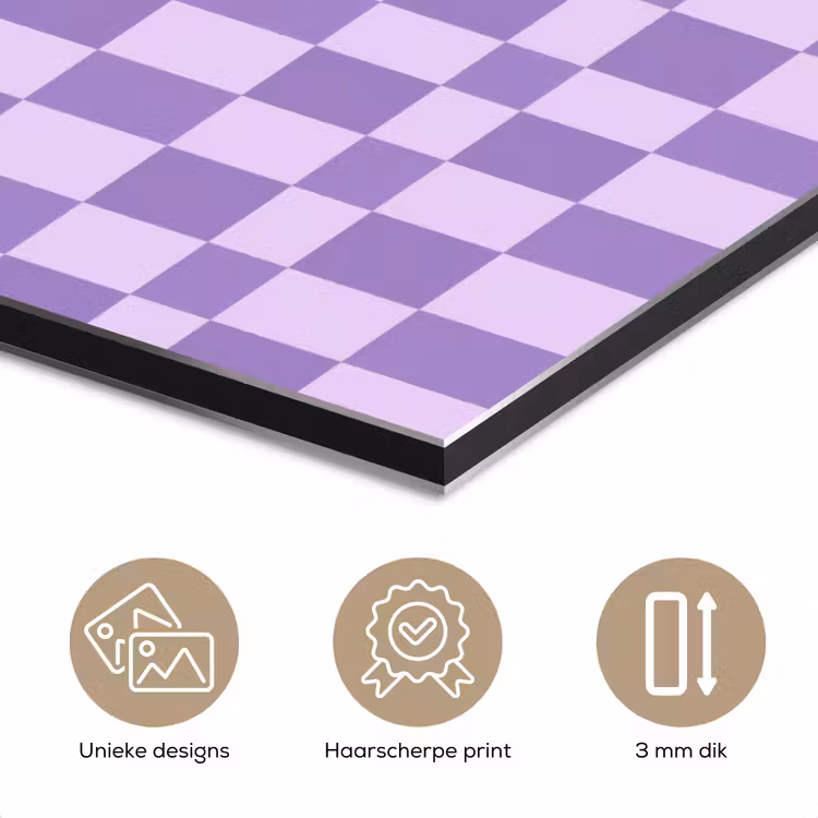 Aluminium schilderij - Paars - Geometrisch - Dambord - Blokken - Patroon — 7