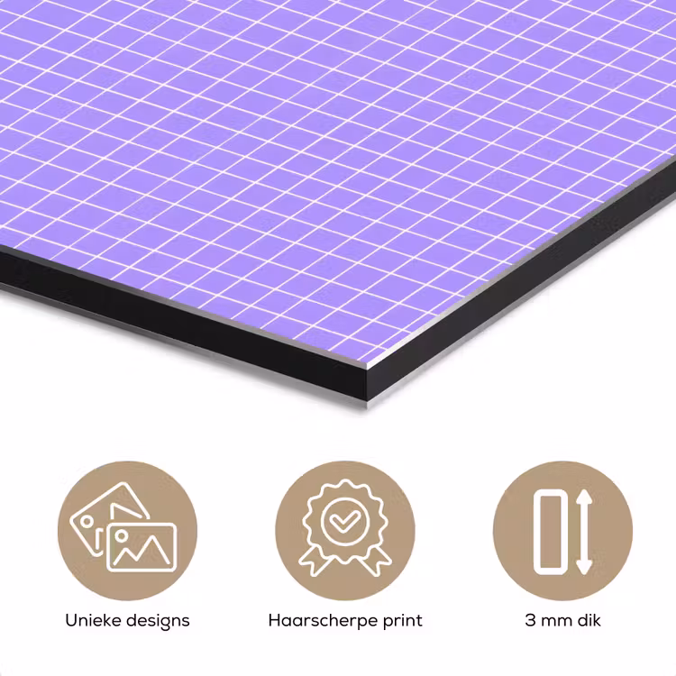 Aluminium schilderij - Paars - Geometrisch - Raster - Minimalistisch - Patroon — 7