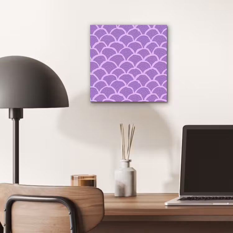 Aluminium schilderij - Paars - Schubber - Schelpen - Handgetekend - Patroon — 6