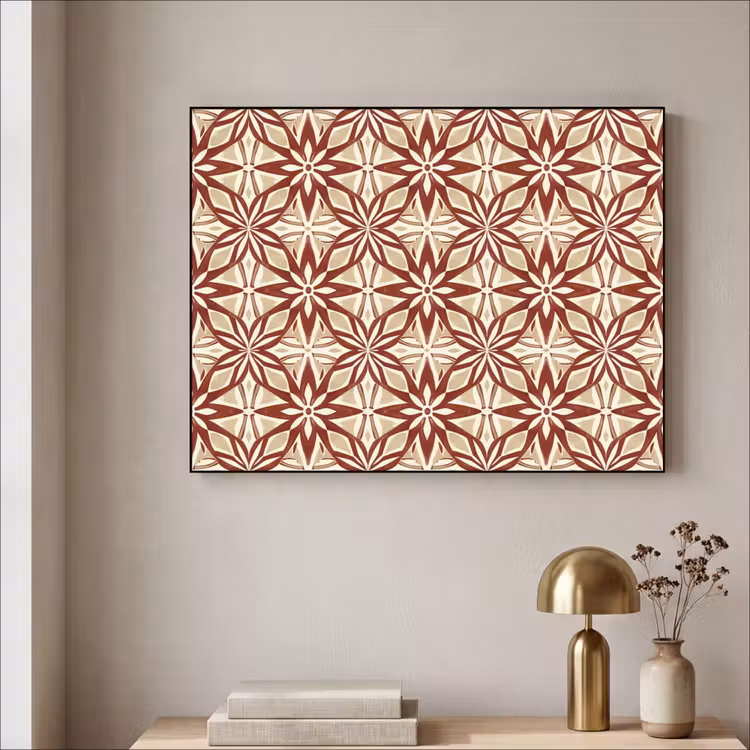 Art frame - Bordeauxrood - Geometrisch - Tegel - Patroon — 5