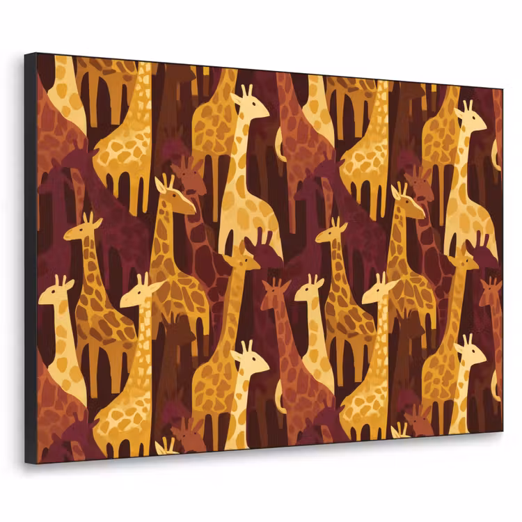 Art frame - Bruin - Giraffen - Safari - Patroon — 1