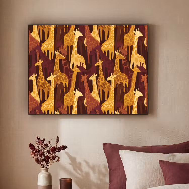 Art frame - Bruin - Giraffen - Safari - Patroon — 3