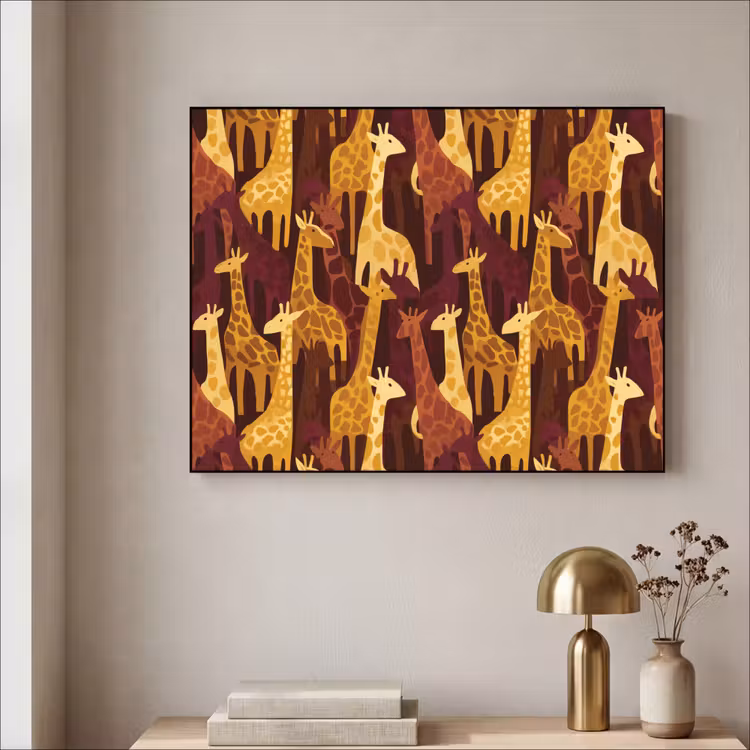 Art frame - Bruin - Giraffen - Safari - Patroon — 5