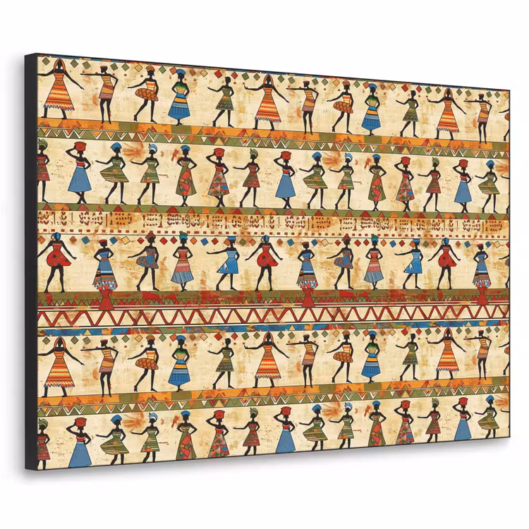 Art frame - Kleurrijk - Afrikaans - Etnisch - Dansende Vrouwen - Patroon — 1