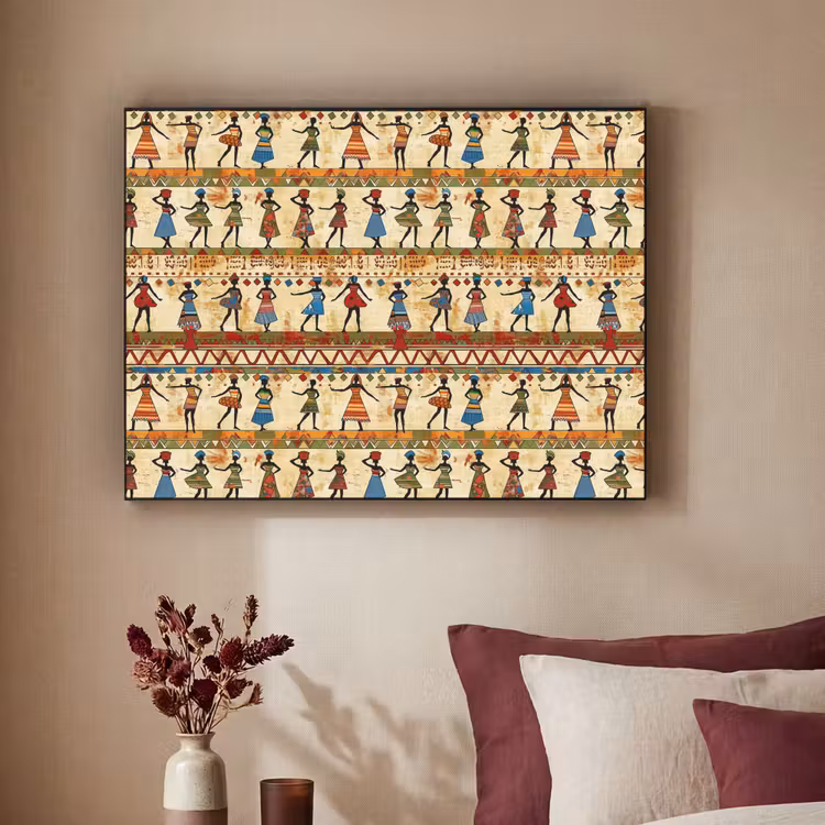 Art frame - Kleurrijk - Afrikaans - Etnisch - Dansende Vrouwen - Patroon — 3